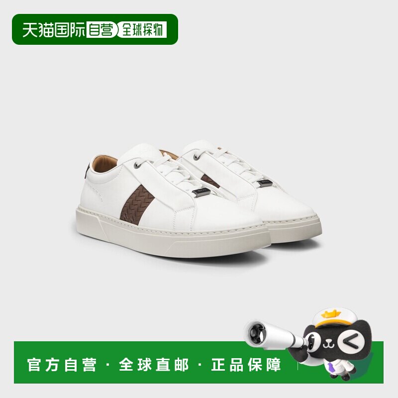 自营欧洲直邮Hugo Boss 男士白色牛皮LOGO标志扣环运动鞋男鞋