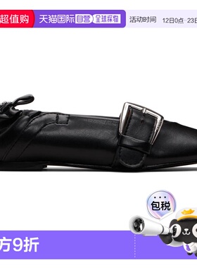 香港直邮GANNI 甘尼 女士 黑色束扣芭蕾鞋 S3117 black黑色 舒适