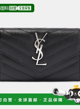 香港直邮Saint Laurent 圣罗兰 女士 交织图案小号皮革钱包 00112