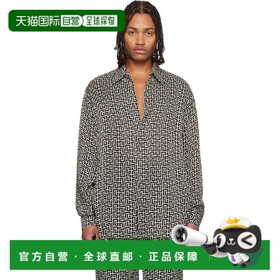 香港直邮Balmain 巴尔曼 男士 灰白色 & 黑色 Monogrammed Flowin