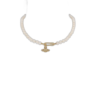 欧洲直邮VIVIENNE WESTWOOD西太后珍珠水钻镶嵌金色别针项链吊坠