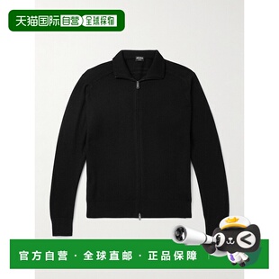 香港直邮zegna 杰尼亚 男士 Logo刺绣羊绒真丝混纺针织开衫 UEJ92