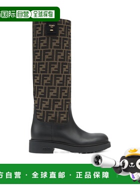 1h可退 香港直邮FENDI Filo 徽标长筒靴 Women crov