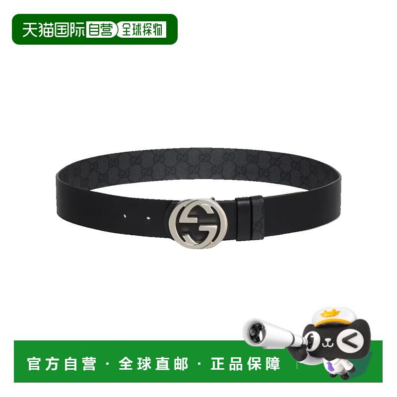 1h可退香港直邮Gucci 古驰 男士 W40 黑色皮革腰带皮带 876356AAG图片