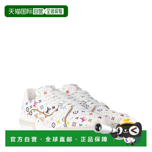 自营1h可退 欧洲直邮LV路易威登 男士白色皮革老花图案运动鞋