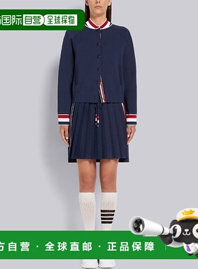 香港直邮Thom Browne 海军蓝色嵌花侧条纹半身裙 FKK093AY5501