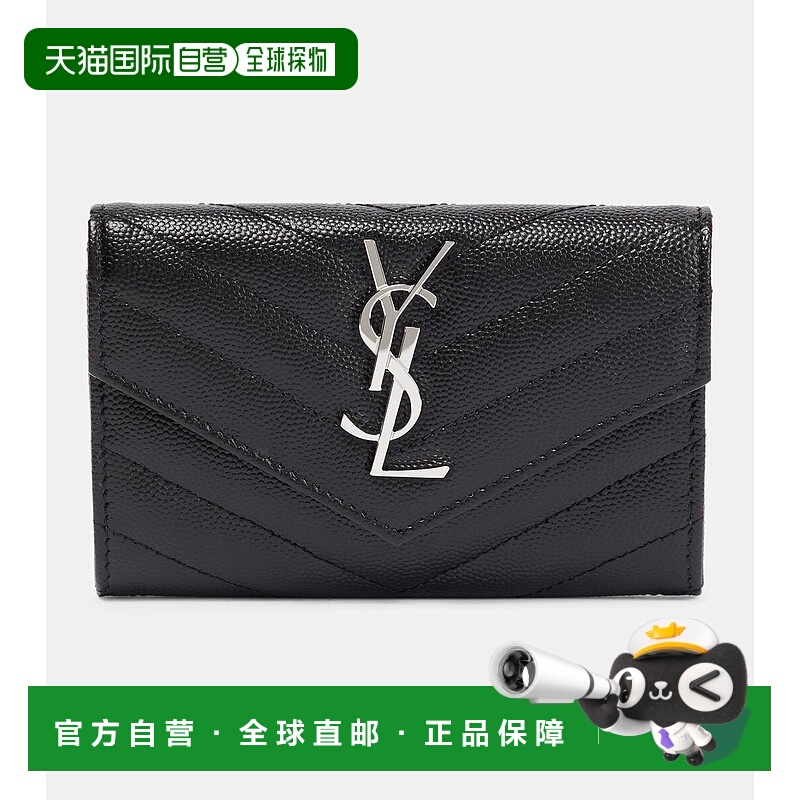 香港直邮Saint Laurent 圣罗兰 女士 交织图案小号皮革钱包 00112
