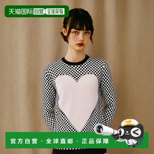 香港直邮Moschino WS07G10X1340 爱心格纹套衫