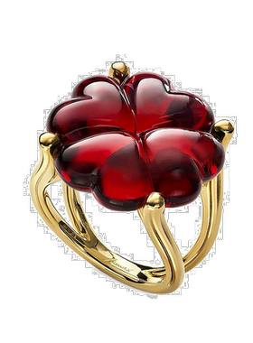 自营欧洲直邮BACCARAT/巴卡拉 TRÈFLE四叶草系列 红色水晶镶嵌镀