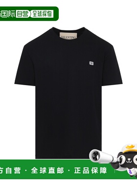 1h可退 香港直邮valentino 华伦天奴 男士 黑色棉质T恤 8V3MG10VA