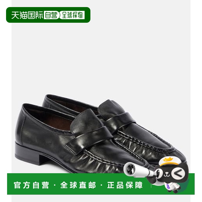 1h可退 香港直邮The Row 女士 皮质乐福鞋 black黑色 舒适时尚