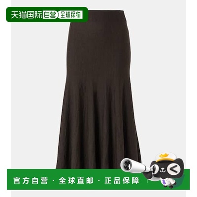 1h可退 香港直邮KHAITE 女士 Mayu 羊毛中长半身裙 brown棕色 舒