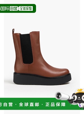 香港直邮VINCE 女士 Brinton 皮质防水台切尔西靴 H8123L2250DARK