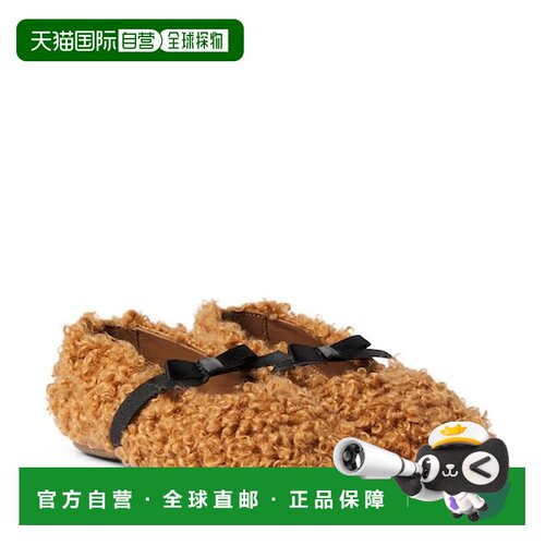 1h可退 香港直邮Pepe 女童 蝴蝶结毛羊皮芭蕾舞鞋童鞋童装