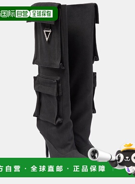 1h可退 香港直邮The Attico 女士 Sienna 帆布及膝靴子 black黑色