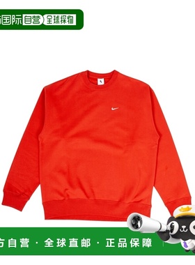 自营欧洲直邮Nike耐克 Solo Swoosh系列男士红色棉质圆领卫衣