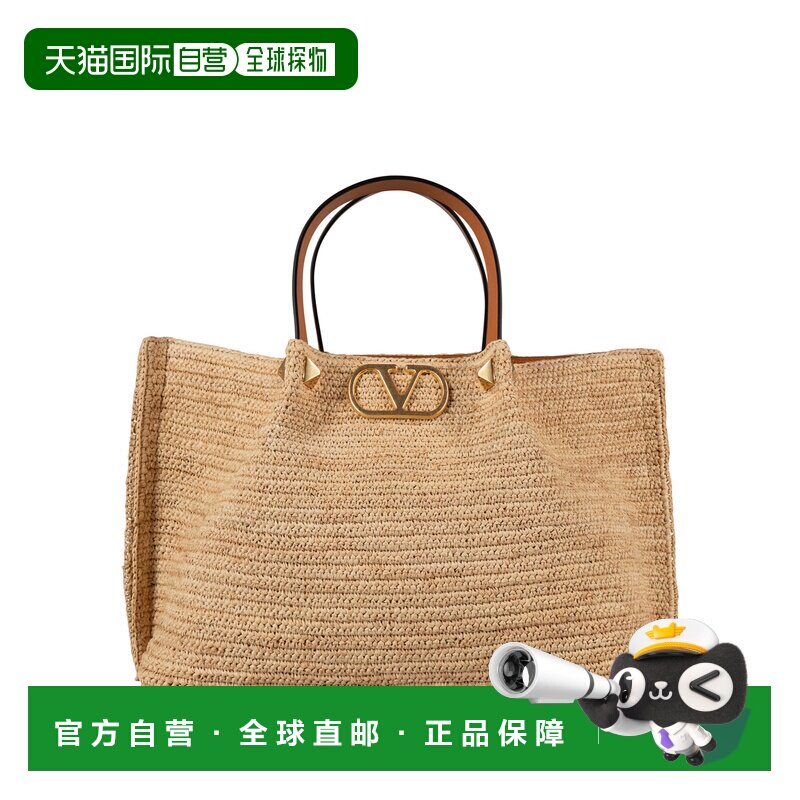 香港直邮valentino 华伦天奴 女士 中号拉菲草编织带钱包式手袋 W