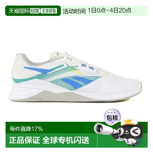 香港直邮Reebok 男子 Nano X4 白/绿 训练鞋 100204671