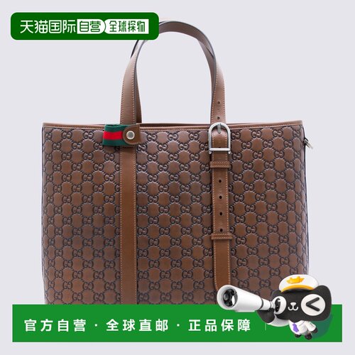 香港直邮GUCCI 男士手提包 850218AAFWQ2741 SS2026 棕色 GG Embl