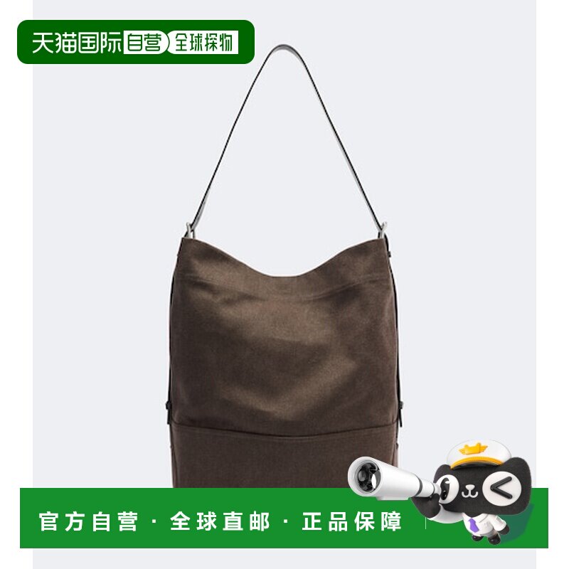 香港直邮Lemaire 女士 束带中号棉帆布手提包 brown棕色 舒适时尚