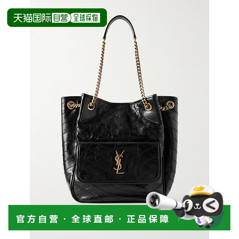 1h可退 香港直邮Saint Laurent 圣罗兰 女士 Niki 褶皱漆皮肩包 8
