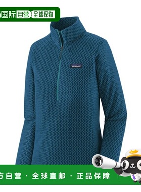 自营欧洲直邮PATAGONIA R1 AIR女士藏蓝色再生聚酯拉链抓绒衣
