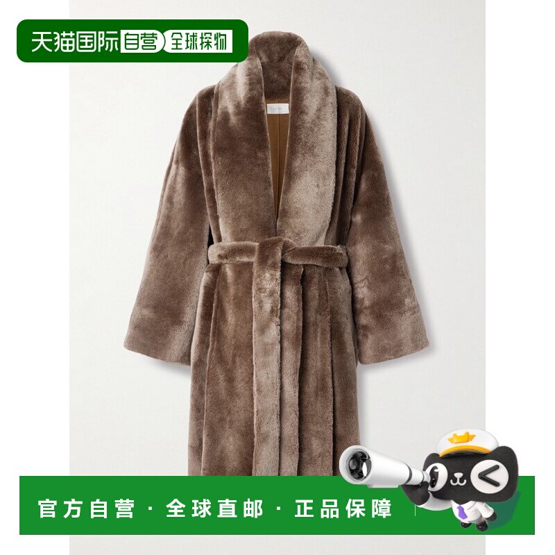 1h可退 美国直邮The Row 女士 系带皮草大衣 8472R68 brown棕色