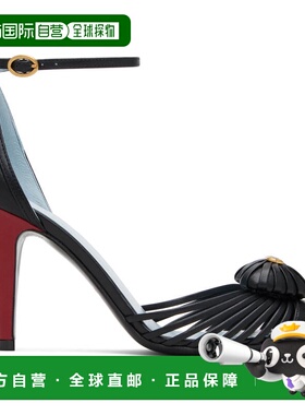 香港直邮valentino 华伦天奴 女士 黑色 Ankle Strap Leather Wov