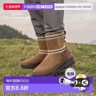 自营欧洲直邮UGG24新款 女士棕色麂皮鞋面皮革标签压花徽标防水及