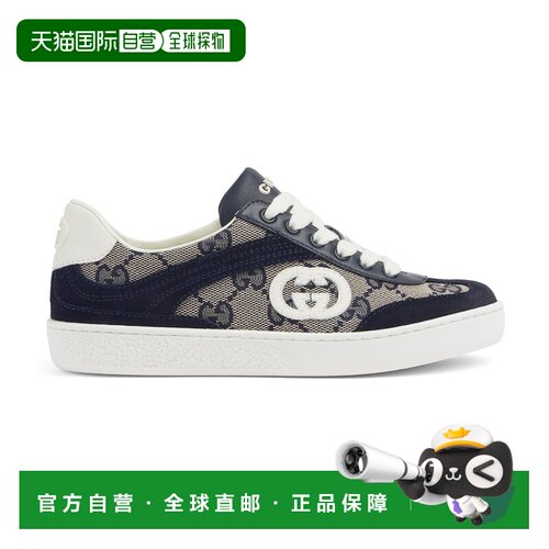 欧洲直邮GUCCI古驰 G74男孩米色GG帆布蓝色儿童运动鞋