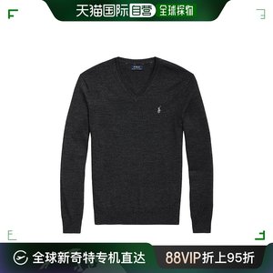 RALPHLAUREN拉夫劳伦男士深色可水洗羊毛修身V领毛衣