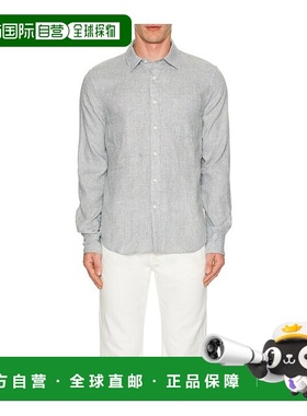 香港直邮VINCE 男士 Seperate 千鸟格前襟长袖衬衫 M08481574