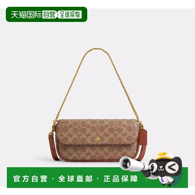 自营欧洲直邮Coach蔻驰 女士棕色Brook 链条翻盖包斜挎包单肩包