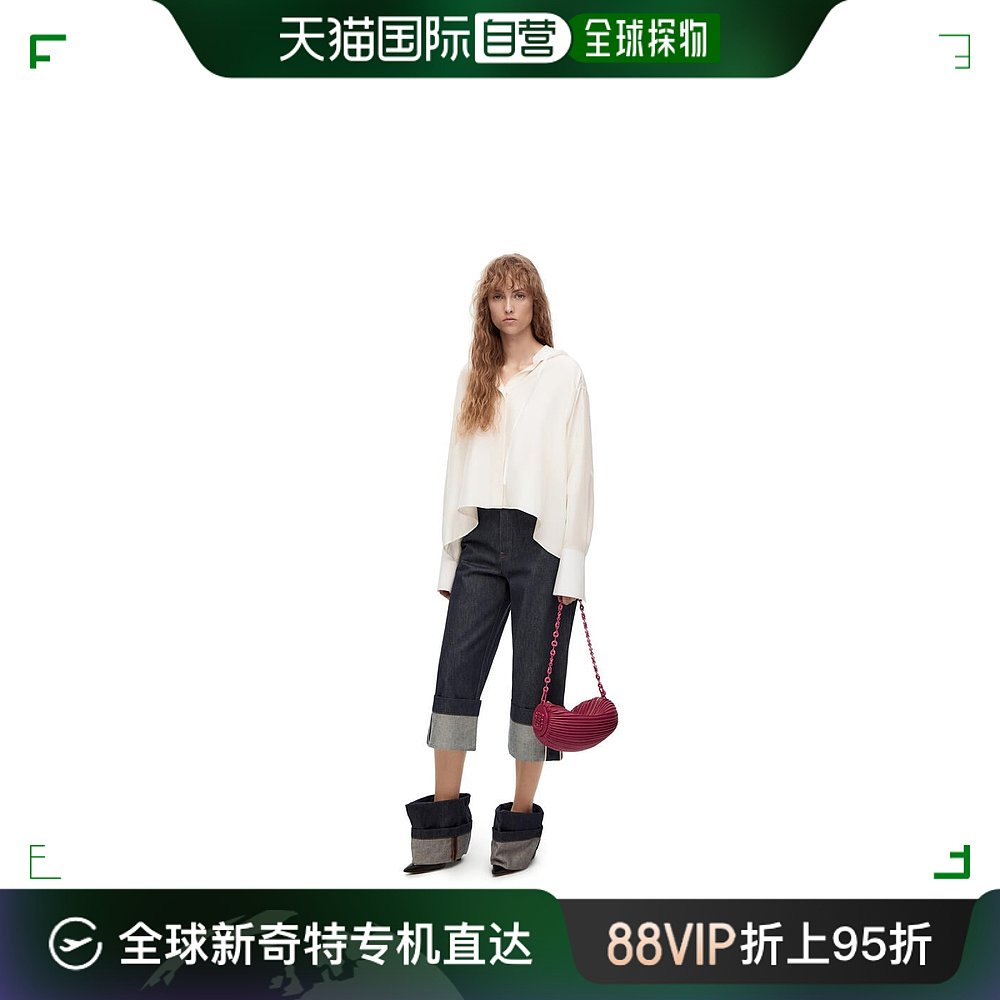 自营｜Loewe罗意威女士牛仔裤纯色脚口卷边拉链S359Y11X68-2834