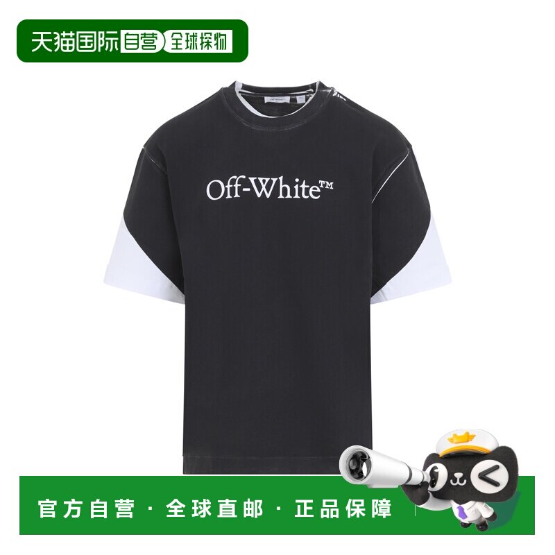香港直邮off-white 男士 NEGATIVE BOOKISH SKATE 黑色白色大号T - 实物图