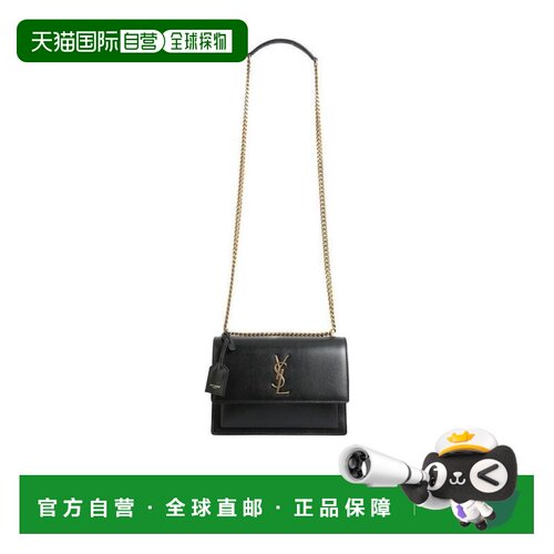 1h可退 香港直邮女士 SUNSET 中号黑色真皮包 crov单肩包手提包