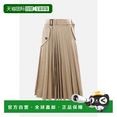 1h可退 香港直邮Sacai 女士 棉质华达呢半身裙 SCW214 beige米色