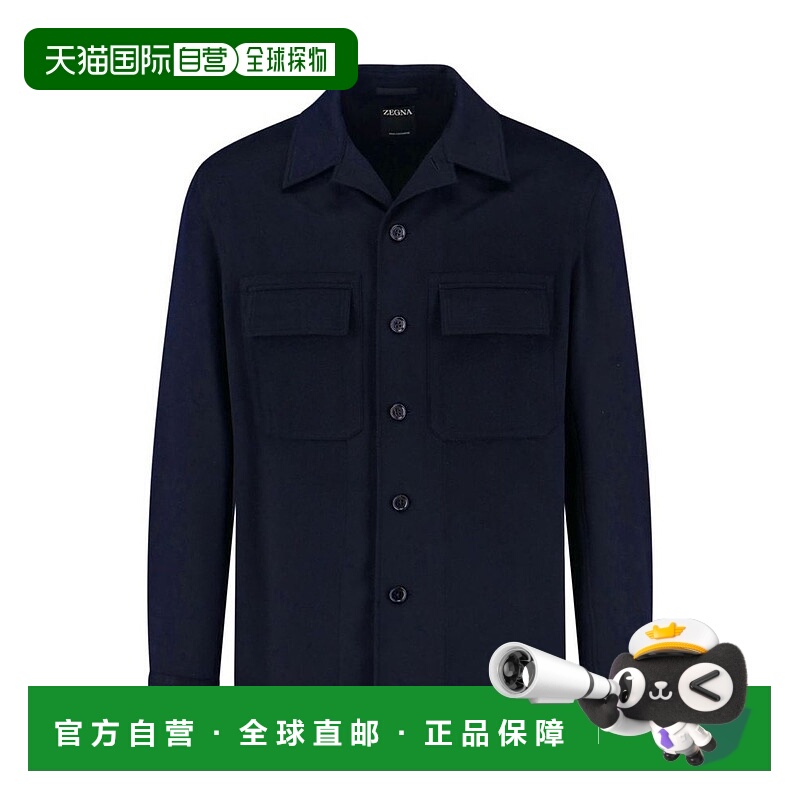 1h可退 香港直邮Zegna 杰尼亚 男士 拉鍊細節紐扣襯衫 RUGV01A2SO