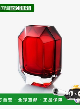 欧洲直邮Baccarat巴卡拉 Octogone红色水晶多面切割花瓶