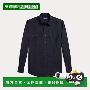 藏青色真丝亚麻休闲衬衫 男士 Lauren拉夫劳伦 自营欧洲直邮Ralph