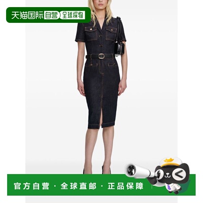 香港直邮Self-Portrait 女士 STITCHING 牛仔驼色中长连衣裙 RS26