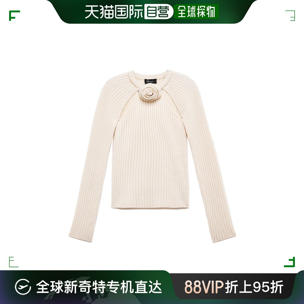 香港直邮Blumarine镂空和 3D玫瑰罗纹毛衣 2M298S