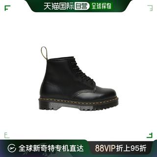 欧洲直邮DR. MARTENS 男女同款黑色皮革光滑饰面6孔低帮马丁靴