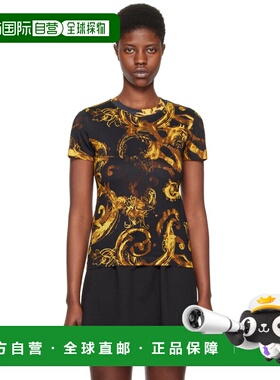1h可退 香港直邮versace 范思哲 女士 黑色 Watercolor Couture T