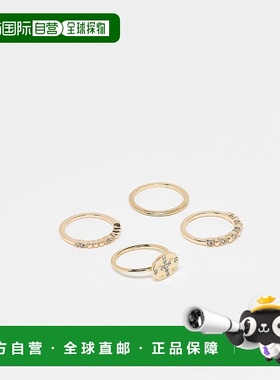 香港直邮ASOS 女士 designs 设计多个装混合色调戒指(金色)配饰