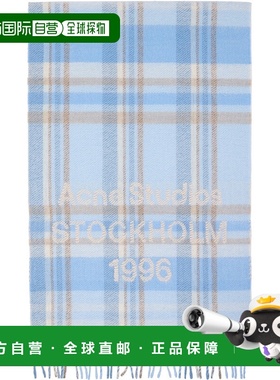 香港直邮Acne Studios 艾克妮 女士 蓝色 Wide Check Logo 围巾 C