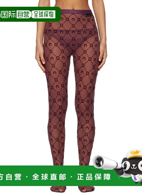 香港直邮Marine Serre 女士 酒红色 Moonogram Mesh Flock 连裤袜