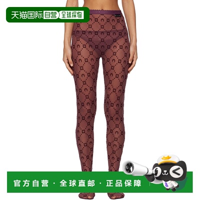 香港直邮Marine Serre 女士 酒红色 Moonogram Mesh Flock 连裤袜