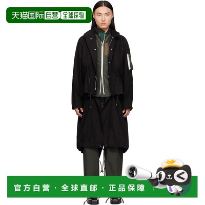 香港直邮Sacai 男士 sacai 黑色 Nylon Twill x Ripstop 大衣 260
