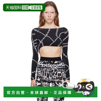 1h可退 香港直邮versace 范思哲 女士 黑色印花连体衣 E75HAM209E